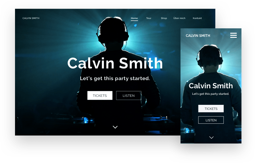 DJ website mit Jimdo erstellt.